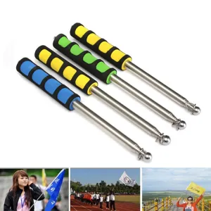 1.2M 6 Knots Telescopic Stainless Steel Rubber Sleeve Teaching Stick Guide Signal Flag, Random Color Delivery