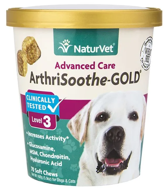 15% OFF: NaturVet ArthriSoothe-GOLD Advanced Joint Care Soft Chew Supplement For Dogs & Cats 70 count