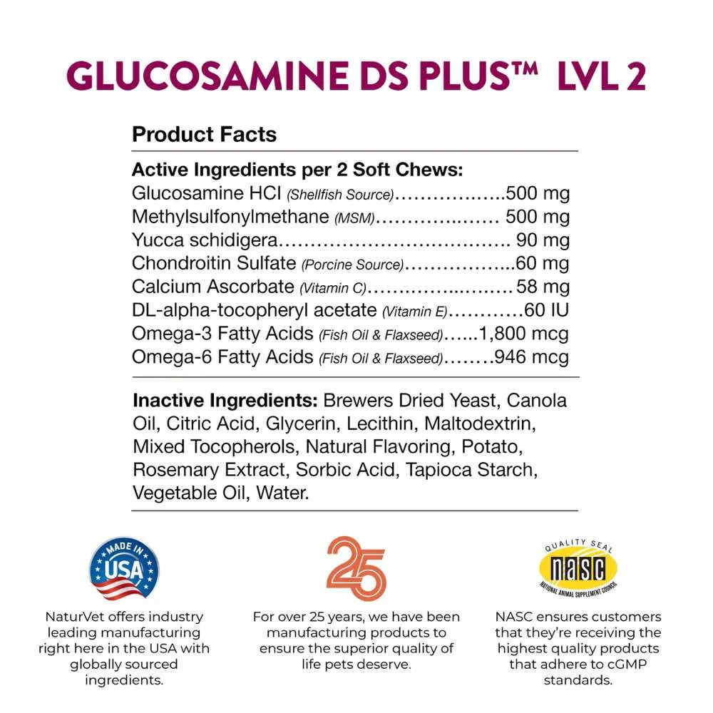 18% OFF: NaturVet Glucosamine Double Strength Plus Joint Care Soft Chews Supplement For Dogs & Cats 120 count