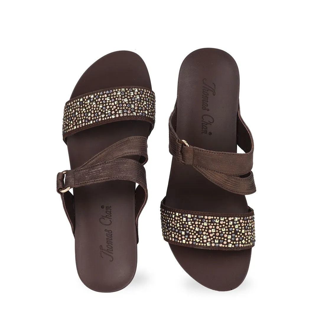 [20% off at cart] Strappy Rhinestone Wedge Sandals