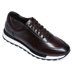 6 CM/2.36 inches taller - CMR CHAMARIPA Casual Shoes To Make Men Taller- Leather Hand Painted Casual Shoes- Coffee