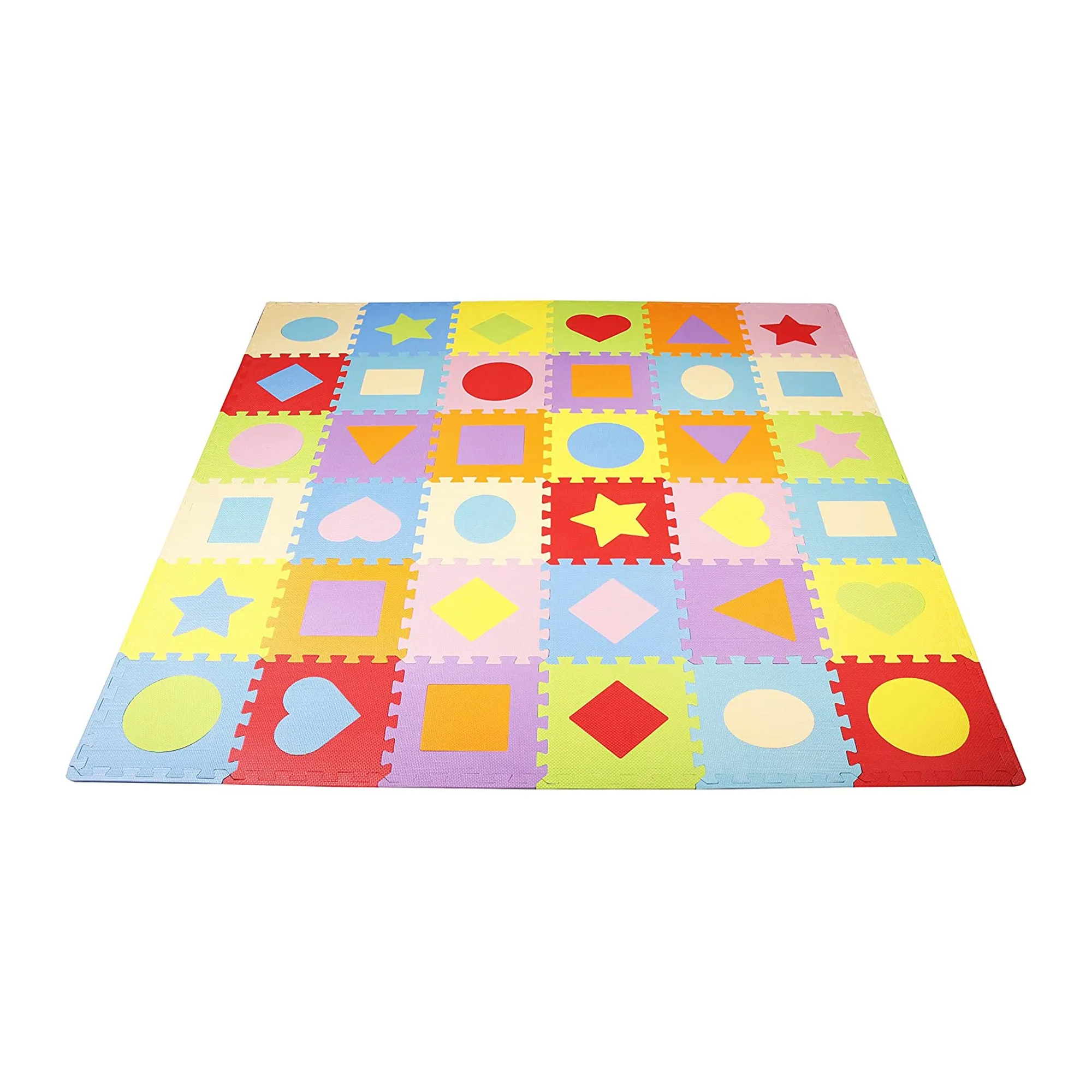 9 Color Thick Interlocking Shape Puzzle Foam Exercise Play Mats (Open Box)