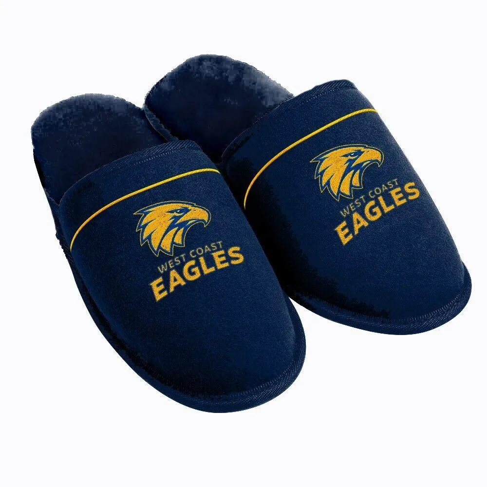 AFL Supporter Slippers - West Coast Eagles - Mens Size - Fluffy Winter Shoes