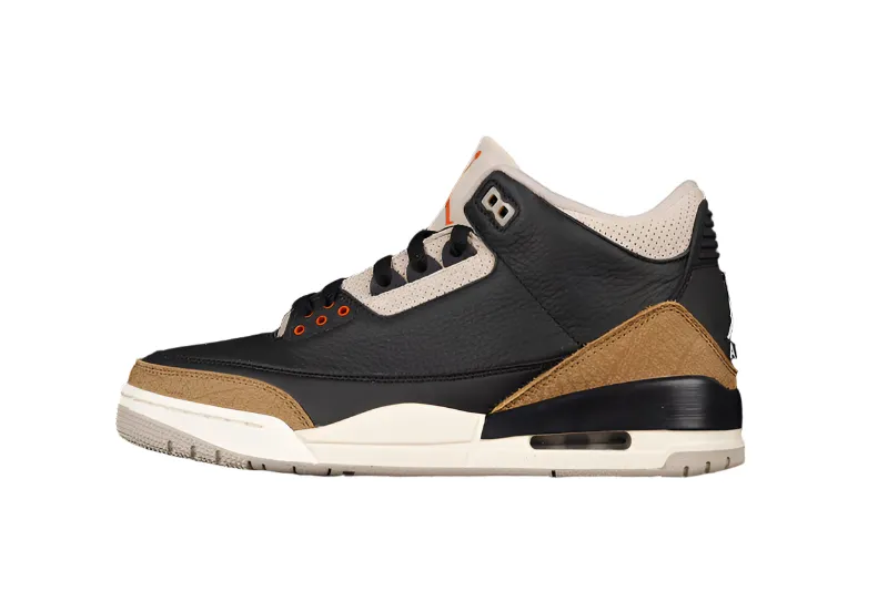 AIR JORDAN 3 RETRO DESERT ELEPHANT BLACK/RUSH ORANGE-FOSSIL STONE