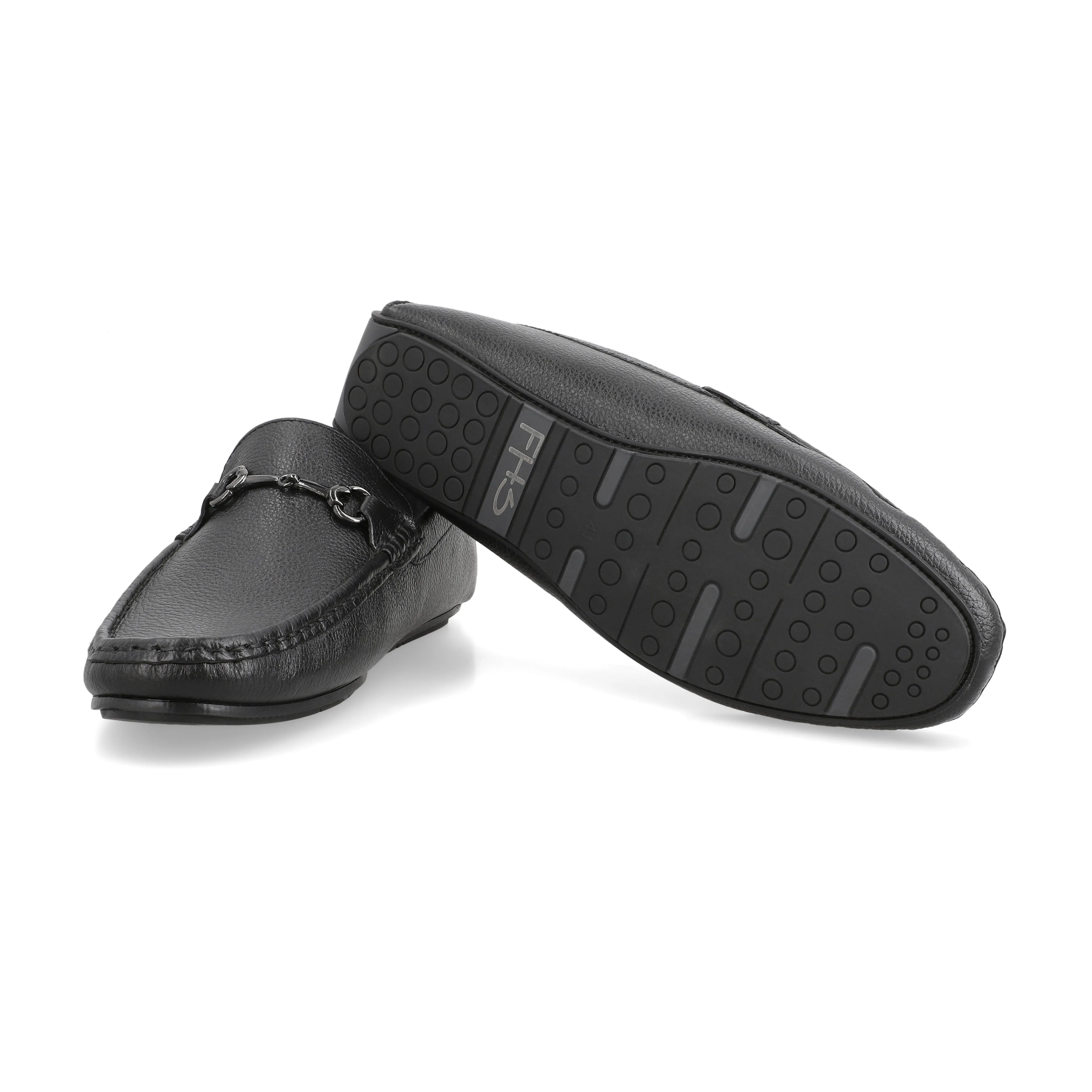 All-Black Horse Bit Buckled Moccasins