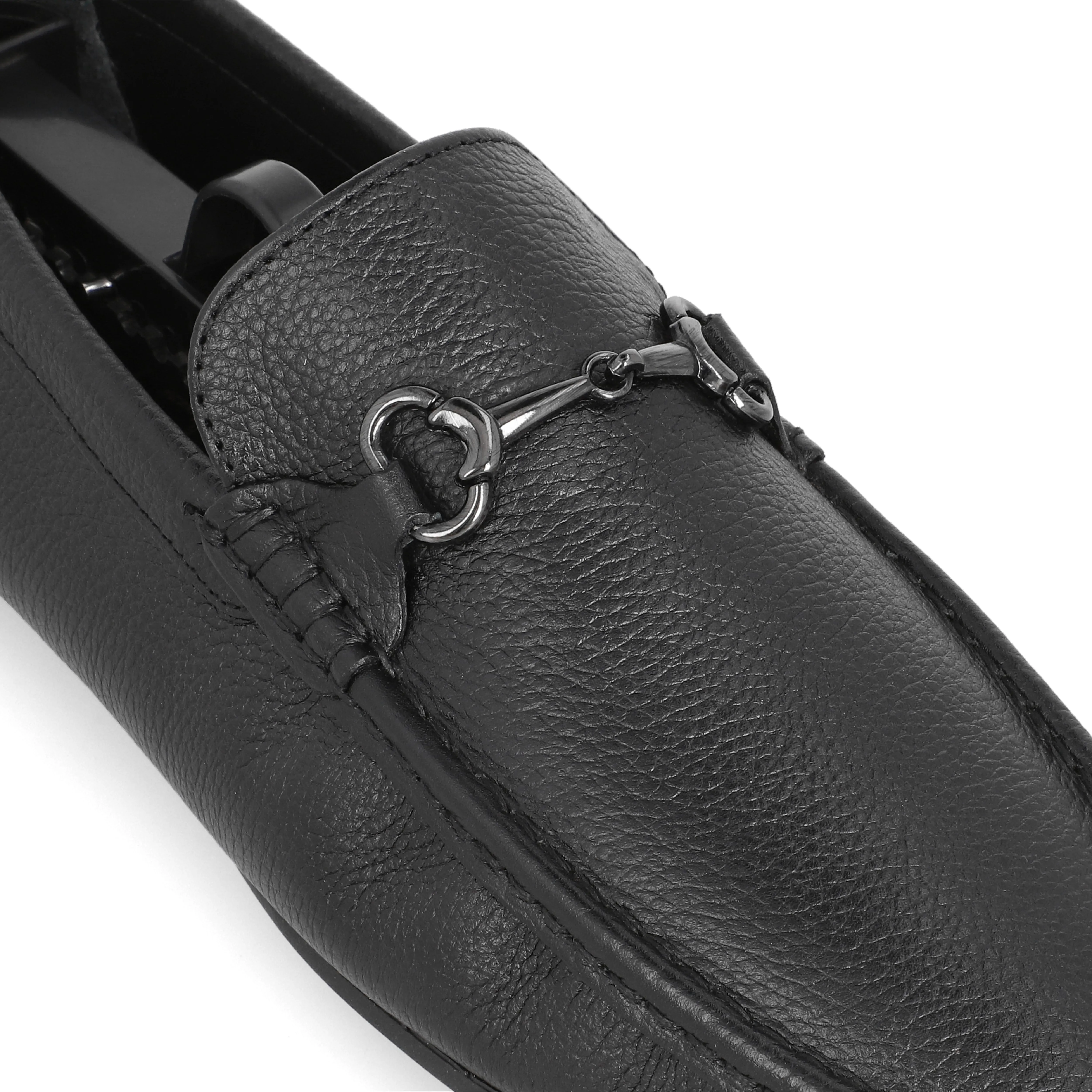 All-Black Horse Bit Buckled Moccasins