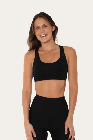 Allora Womens Mesh Panel Sports Bra - Black