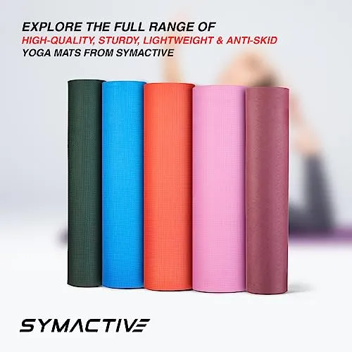 Amazon Brand - Symactive 4mm Anti-Skid Lightweight Water/Dirt Proof LDPE Yoga Mat with Carry Bag (Bottle Green)