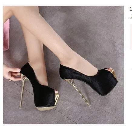 Amozae-Graduation Gift Big Sale   New Female Office 16cm High Heels Women Pumps Stiletto Gold Thin Heel Women's Shoes On Heels   Plus Size 44 45