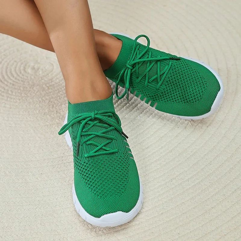 AMOZAE- -  Green Knit Walking Shoes