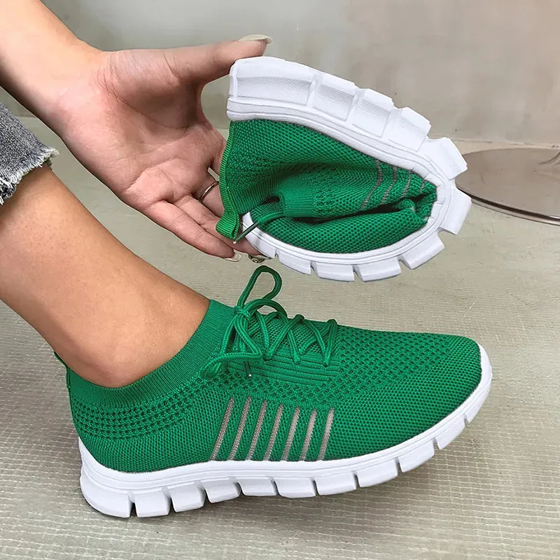 AMOZAE- -  Green Knit Walking Shoes