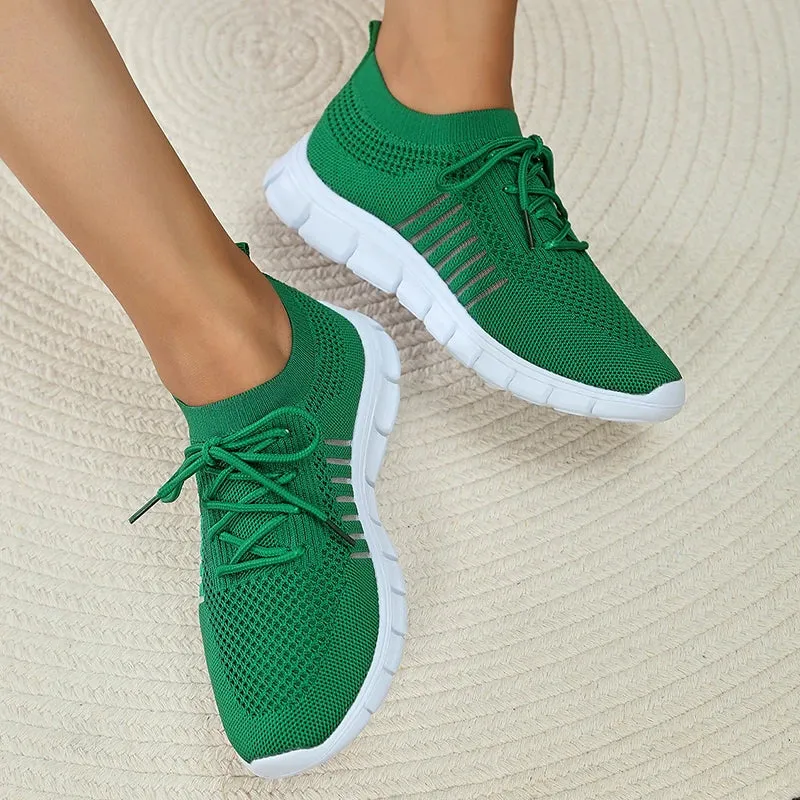 AMOZAE- -  Green Knit Walking Shoes