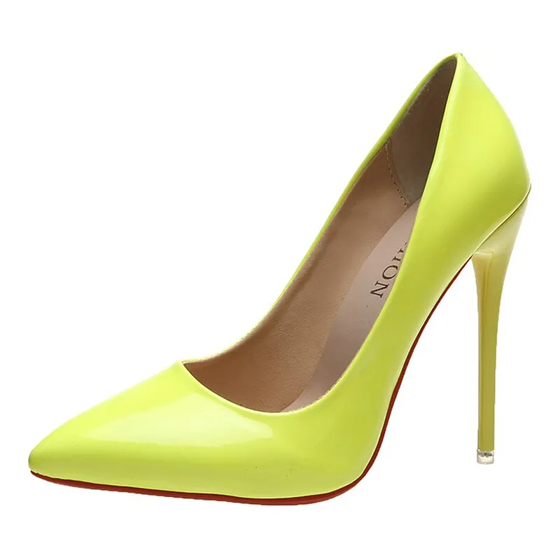 Amozae    New   Pointed Toe Party Shoes Ladies Thin Heels Pumps Women Pumps PVC Transparent High Heels Sandalias De Las Mujeres