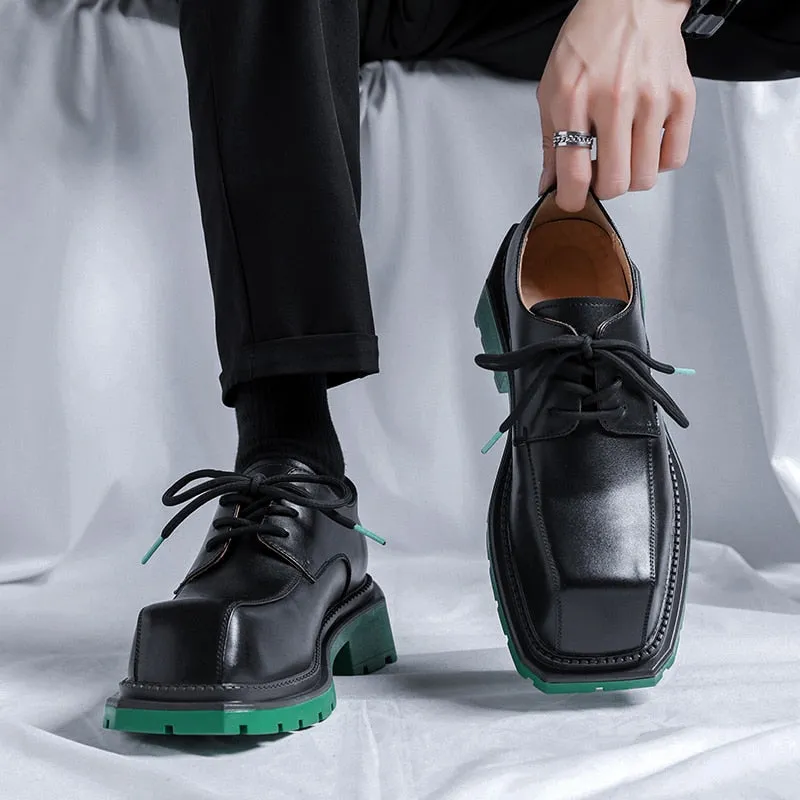 Amozae- Oksu Contrast Sole Square Toe Shoes