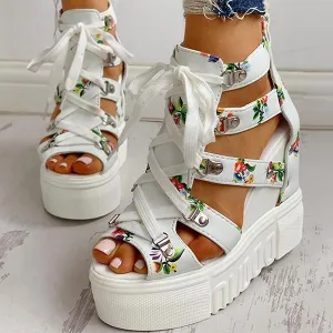 Amozae Platform Shoelaces High Sandals