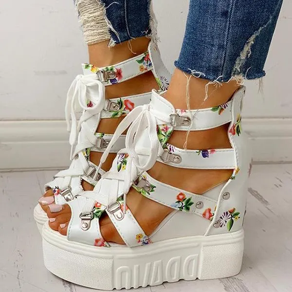 Amozae Platform Shoelaces High Sandals