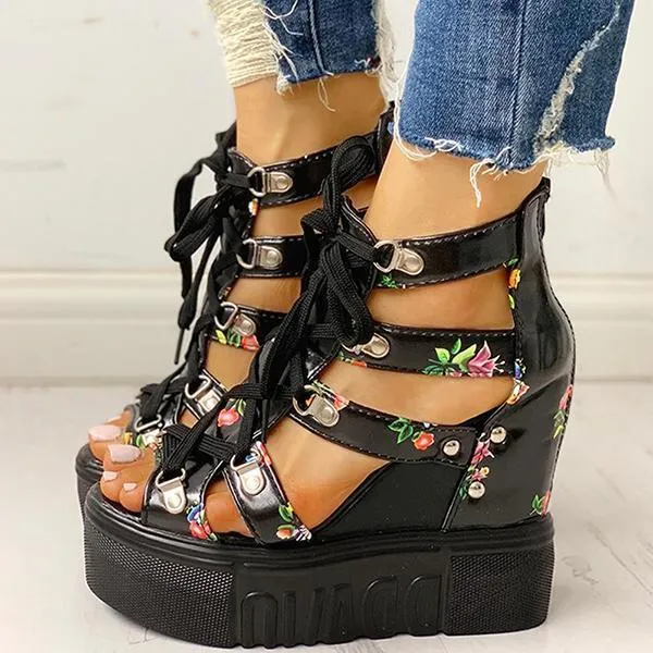 Amozae Platform Shoelaces High Sandals