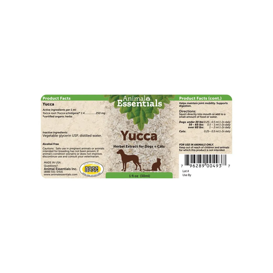 Animal Essentials Yucca Joint & Digestion Herbal Extract Liquid for Dogs & Cats