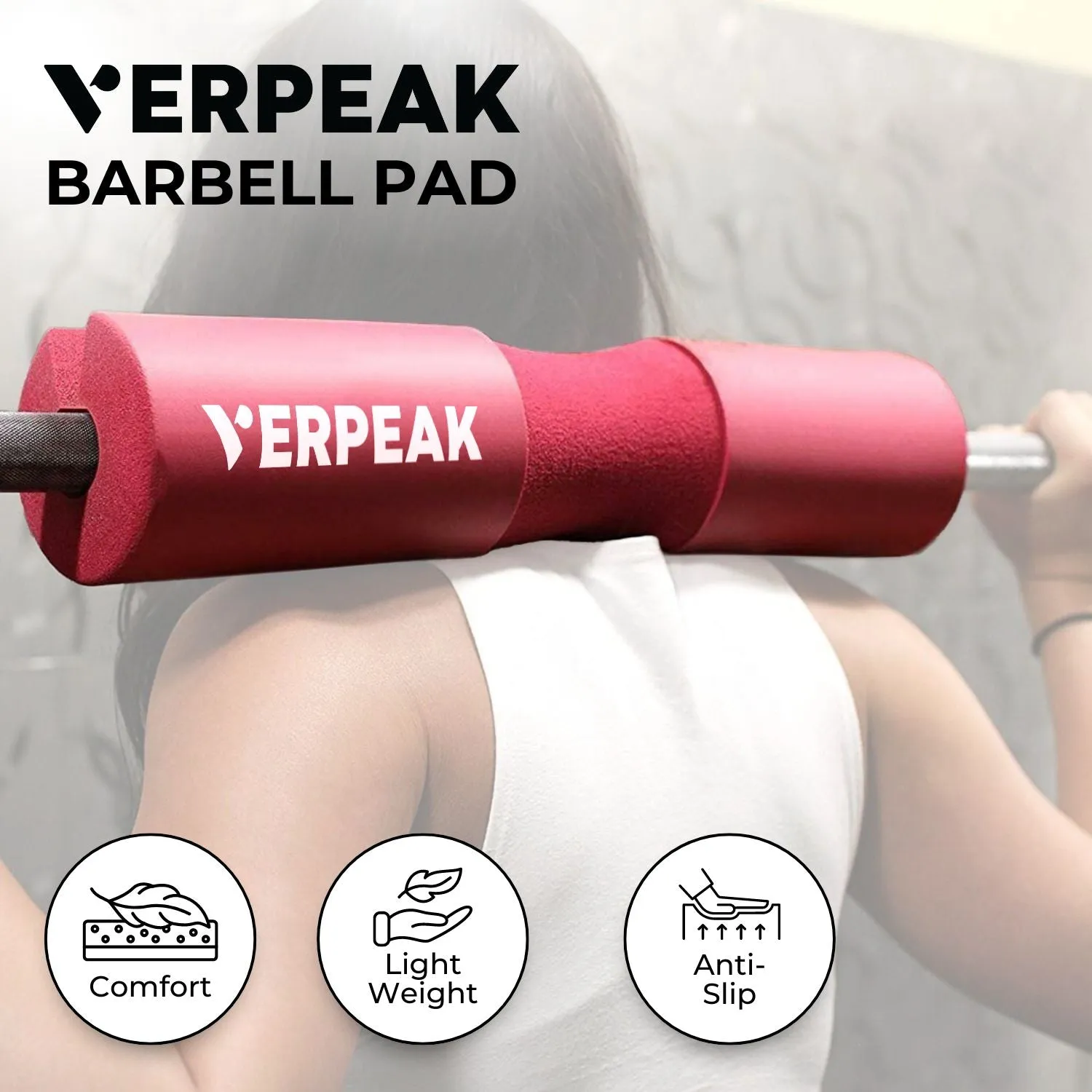 Anti-Slip Barbell Squat Pad Lightweight Pink for Multi Exercises VERPEAK