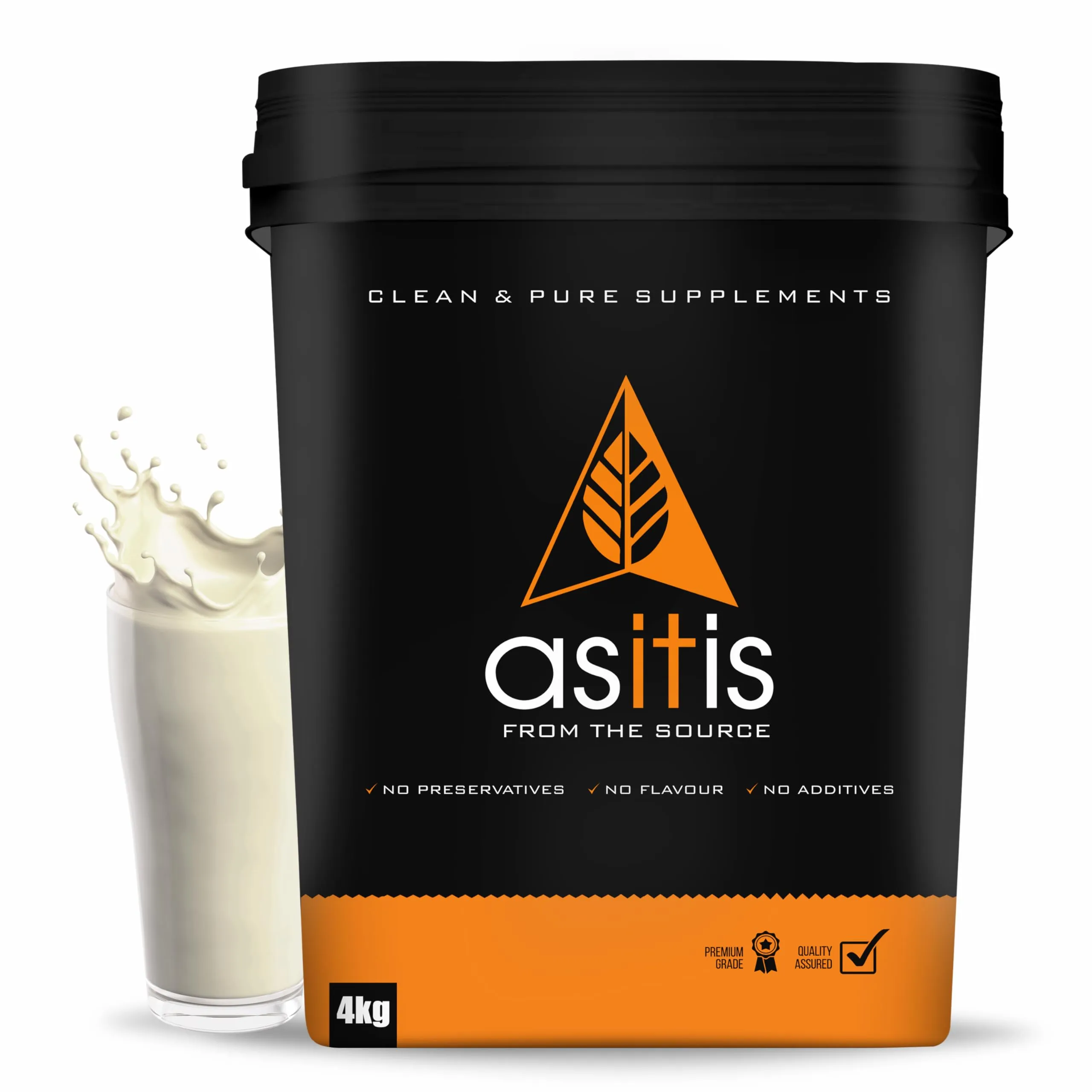 AS-IT-IS Nutrition Whey Protein Isolate 90% - 4 kg | Protein 27g & BCAA 5.9g per serving