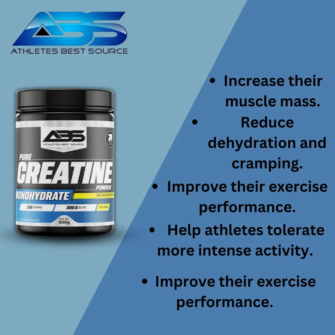 ATHLETES BEST SOURCE Pure Creatine Monohydrate Powder Unflavoured | Supports Athletic Performance & Heavy Workout | Formulated & Imported in UK | 300 Gms Powder for 100 Servings (Pack of 4)