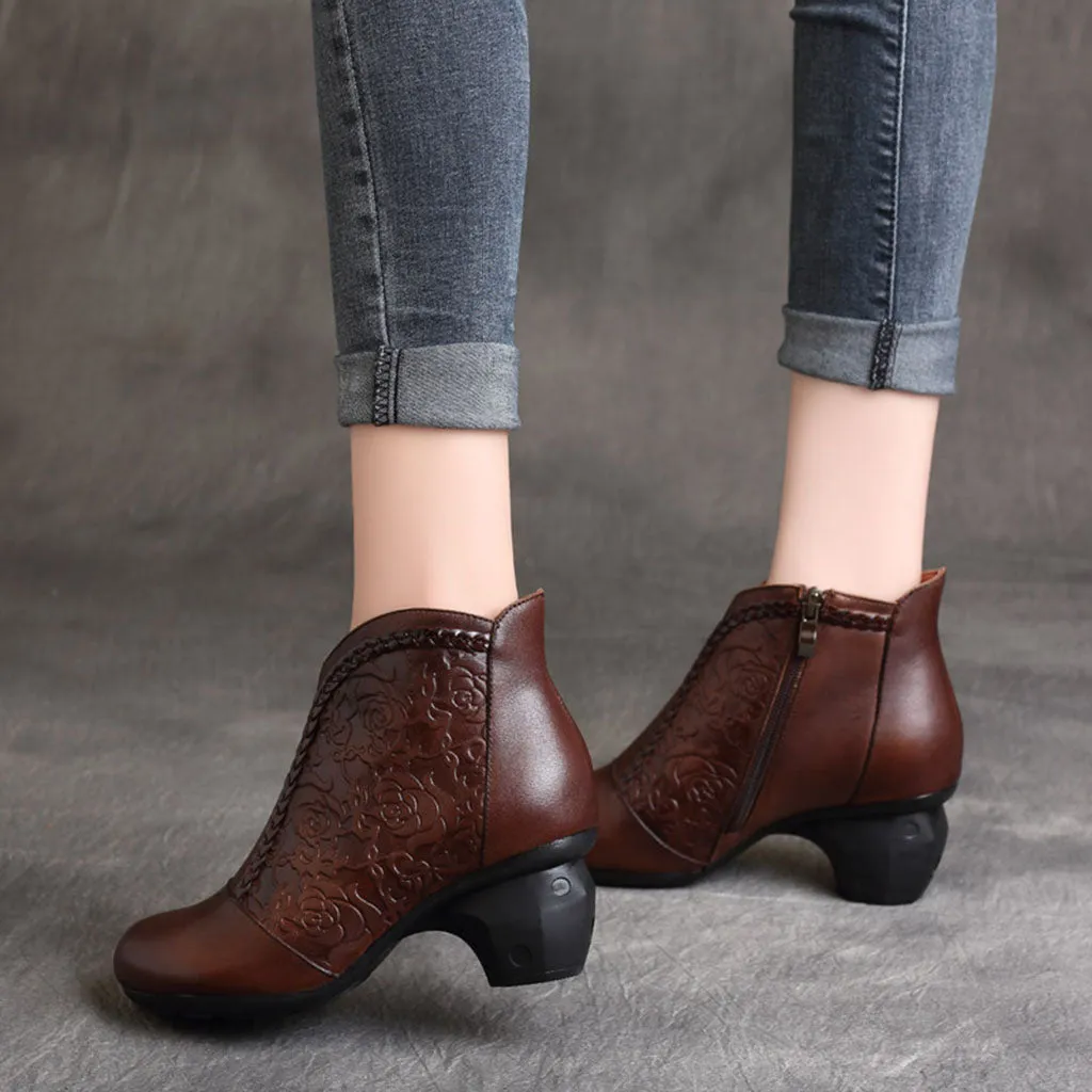 Autumn Winter Retro Comfortable Chunky Boots | Gift Shoes