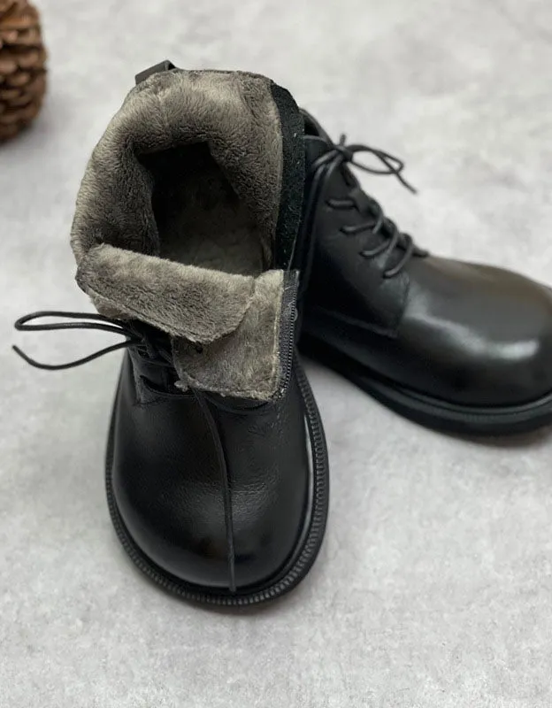 Autumn Winter Wide Toe Box Lace up Retro Ankle Boots 35-41