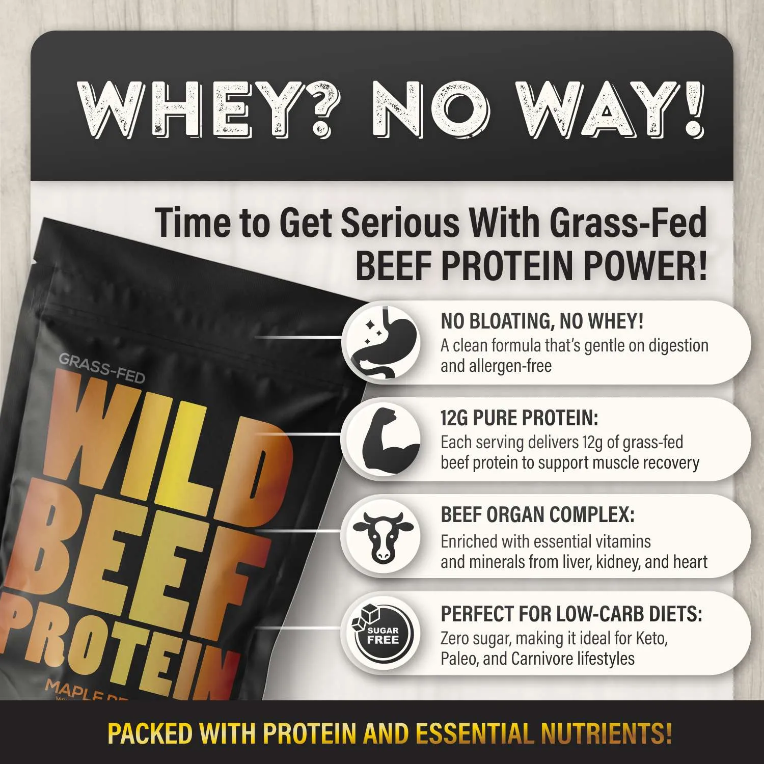 Beef Protein, 20 servings – Grass-Fed Muscle Recovery Protein