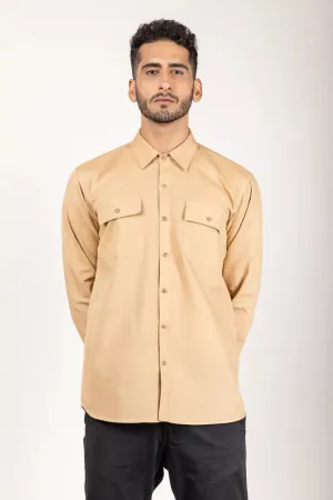 Beige Cotton Linen Shirt