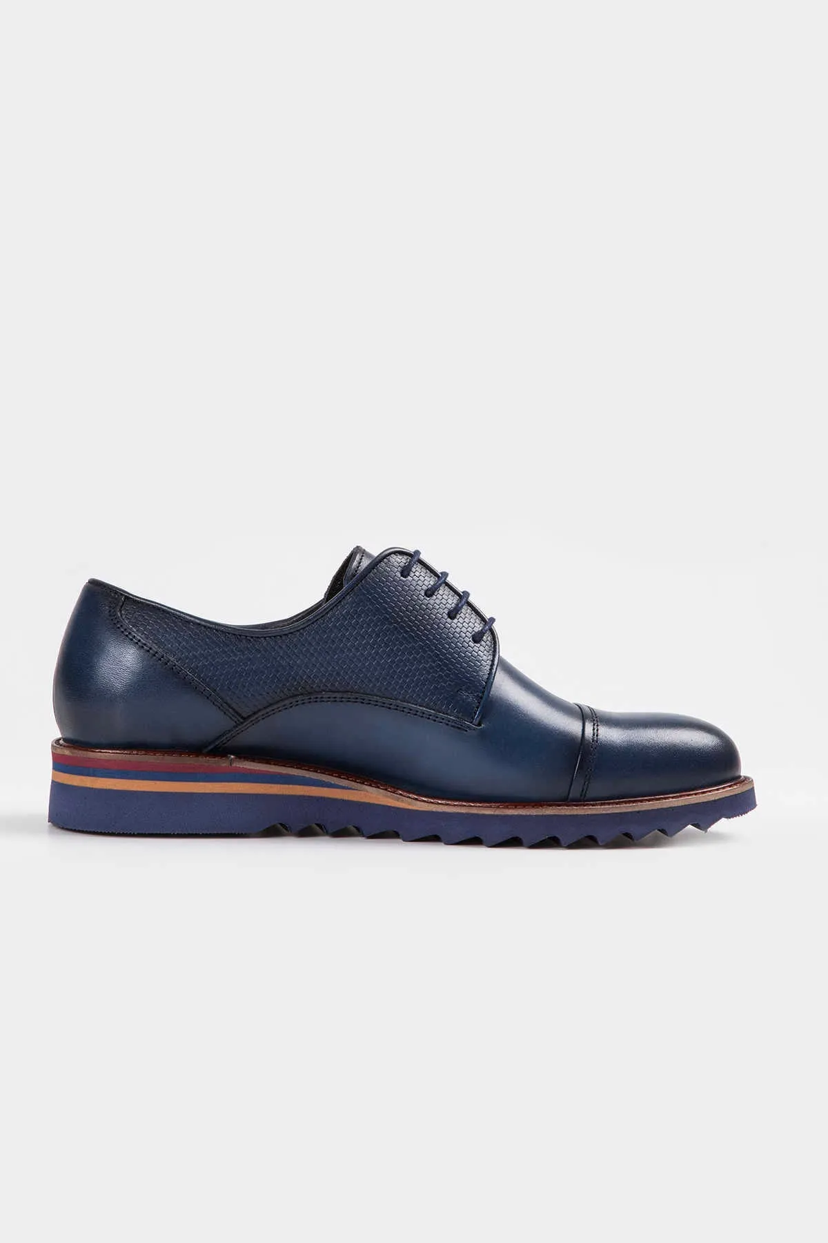 Black Casual Lace-Up Shoes in 100% Genuine Leather, Navy