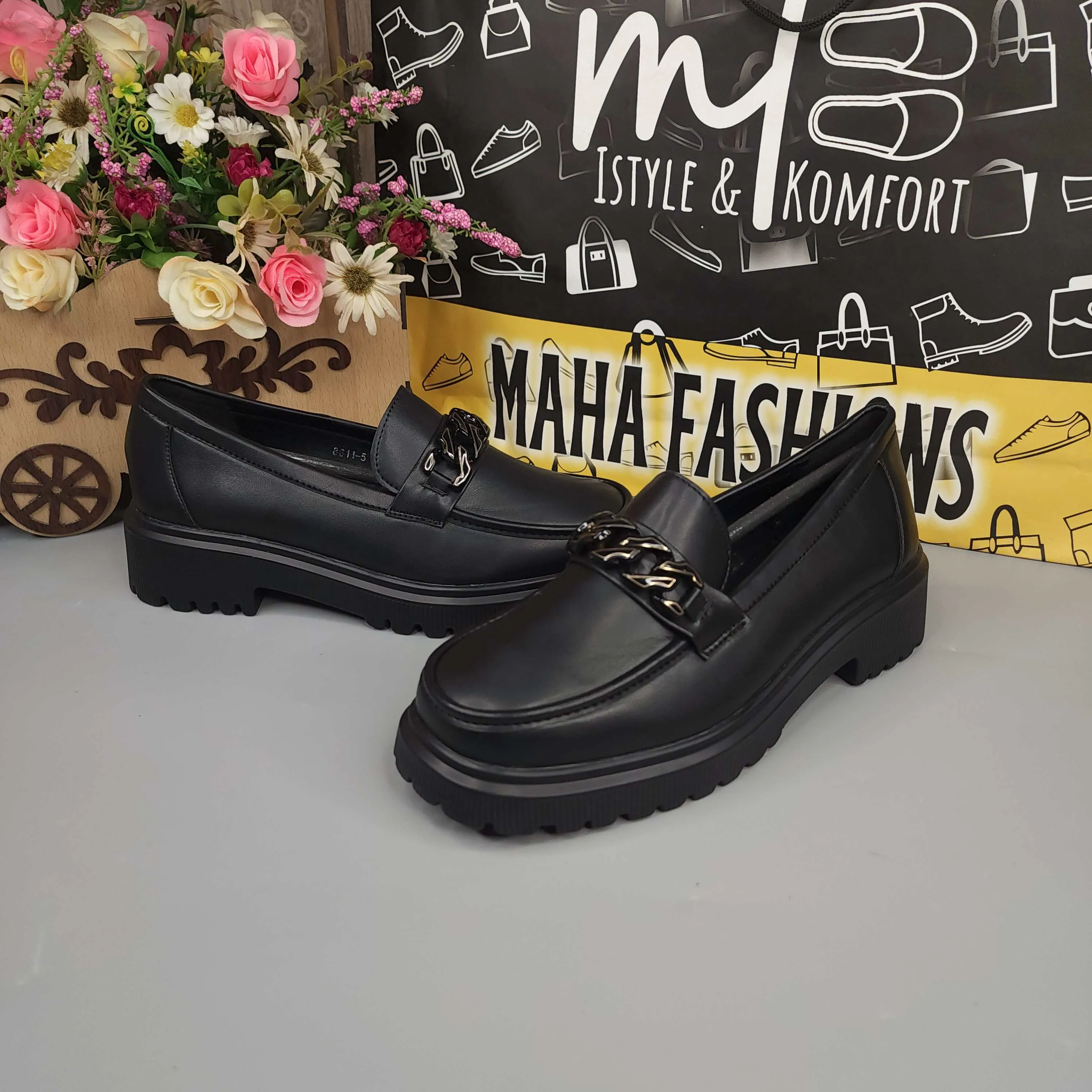 Black Platform Loafers for Women