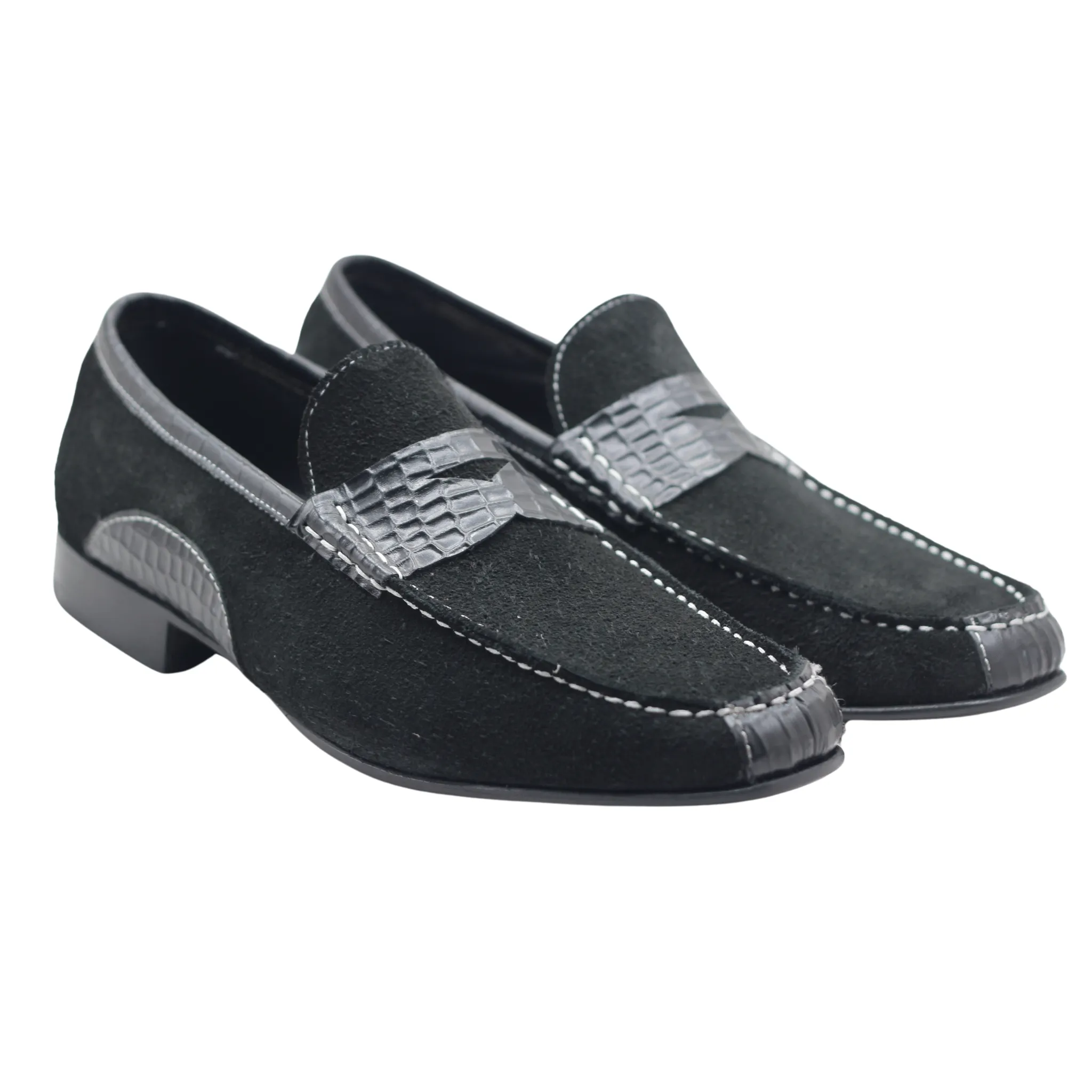 Black Suede Leather Loafers – Handmade Men’s Slip-On Shoes in Premium Quality Bespoke Moccasin Shoes Tailored to Your Tastes, Handmade Bespoke Custom Made, Leather Loafers Shoes, Slip On Shoes Slippers Shoes