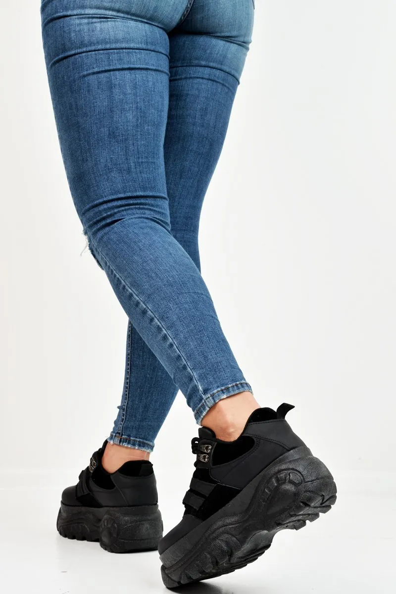 Black Two Tone Extreme Sole Chunky Trainers - Miara