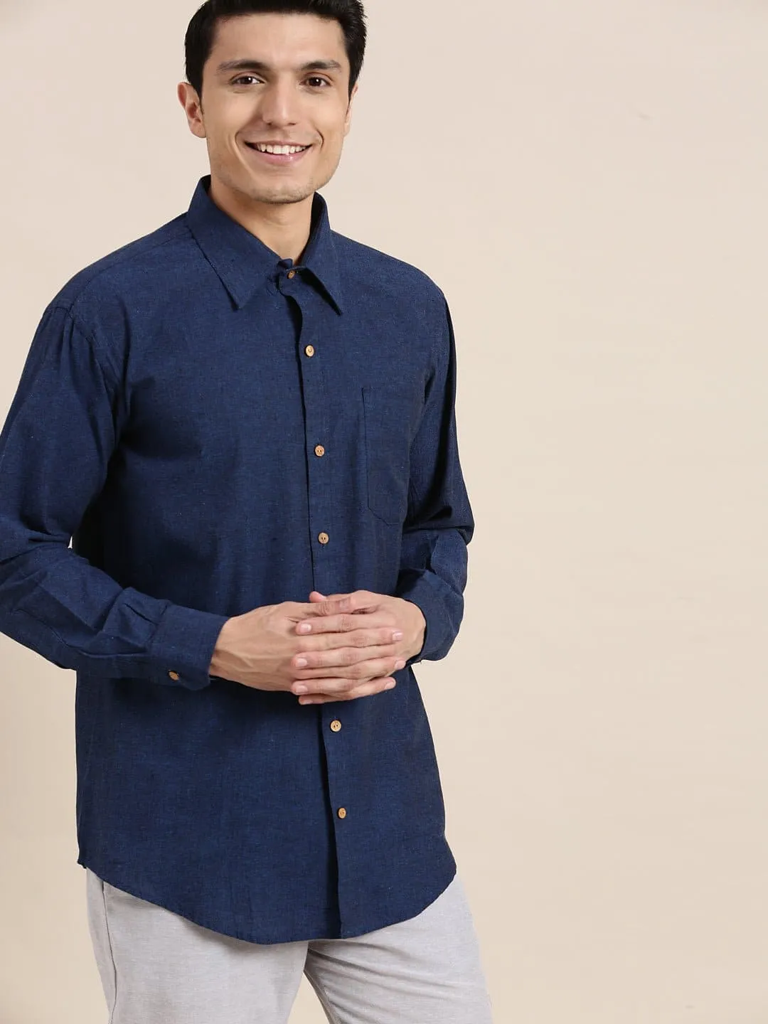 Blue Khadi Men Shirt