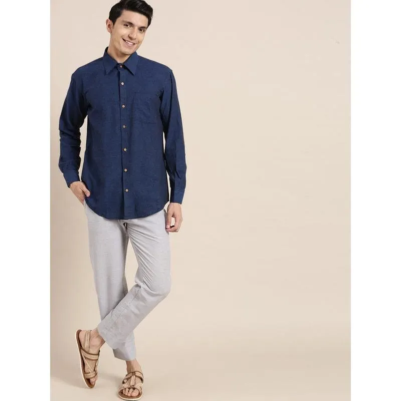 Blue Khadi Men Shirt