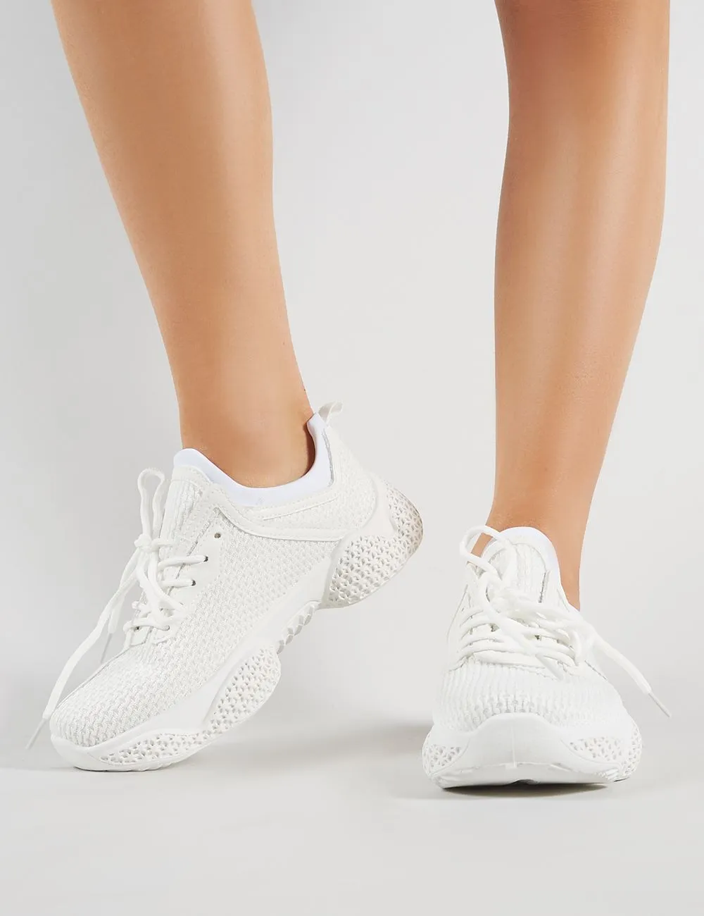 Blur Chunky Mesh Trainers in White