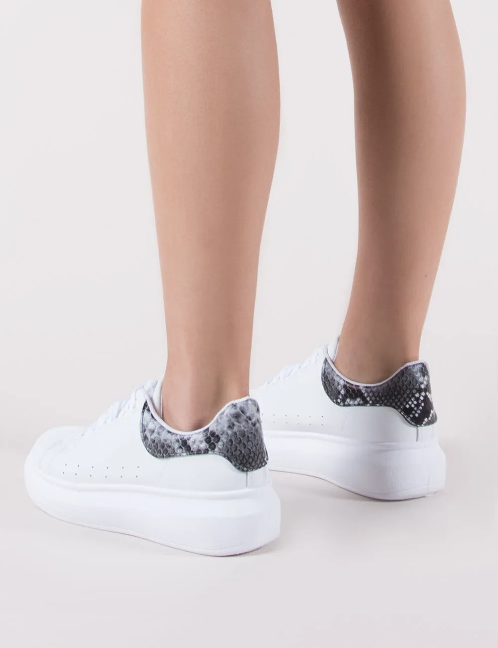 Bolt Platform Trainers in White and Snake