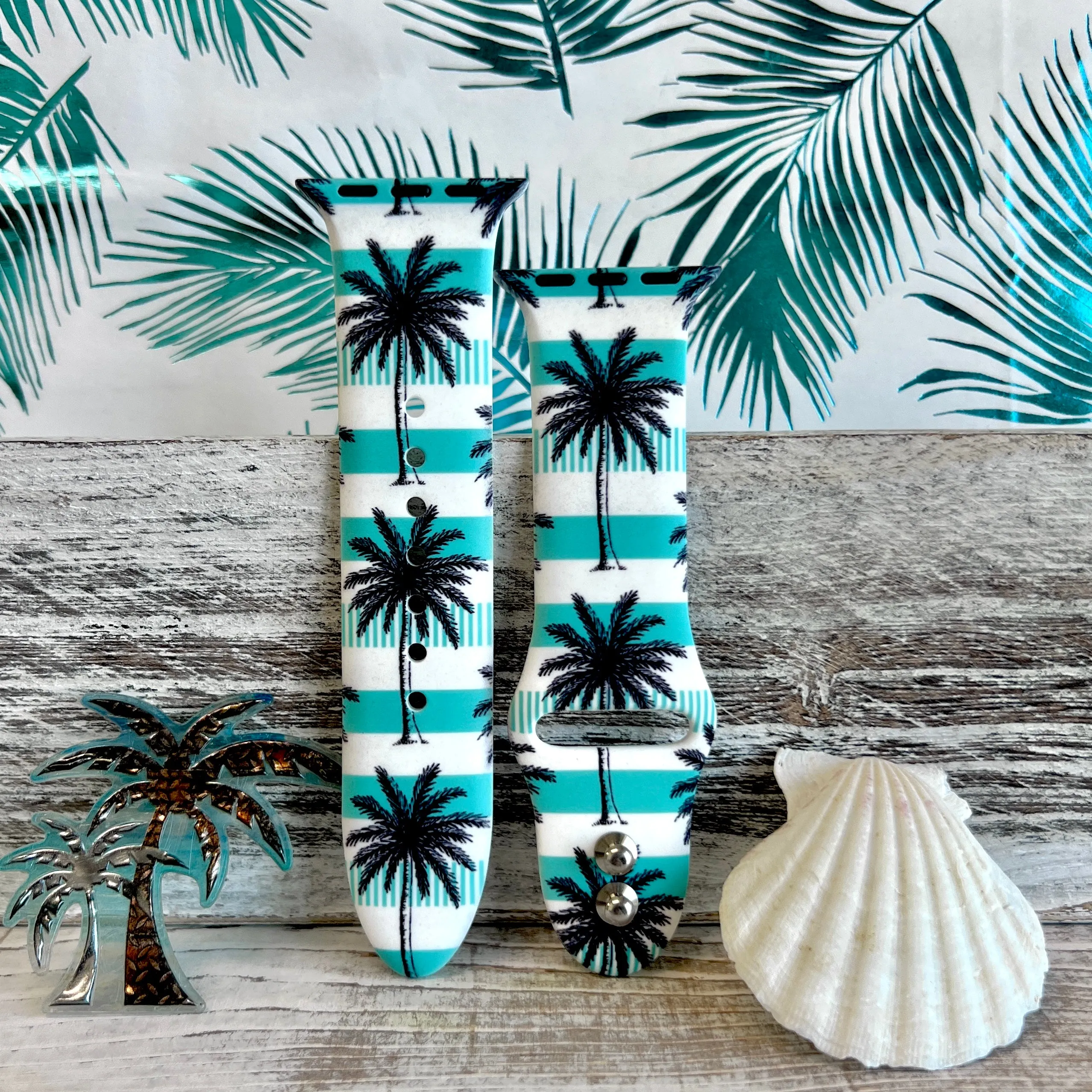 Breezy Palm Tree Print Silicone Band For Apple Watch