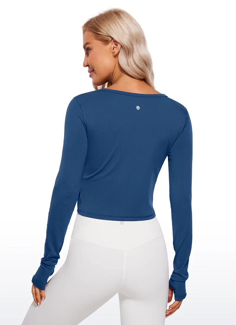 Brushed Long Sleeve with Thumbholes Cropped