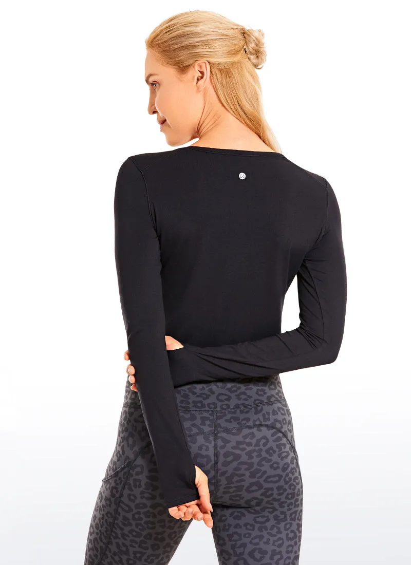 Brushed Long Sleeve with Thumbholes Cropped