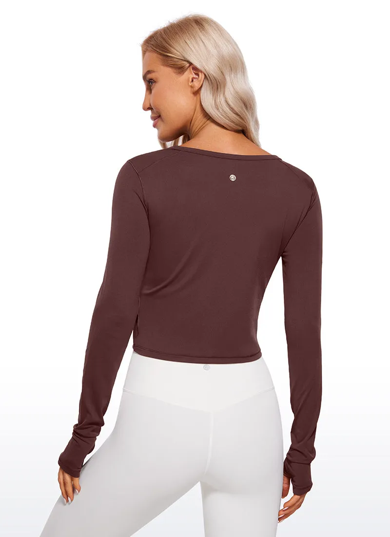 Brushed Long Sleeve with Thumbholes Cropped