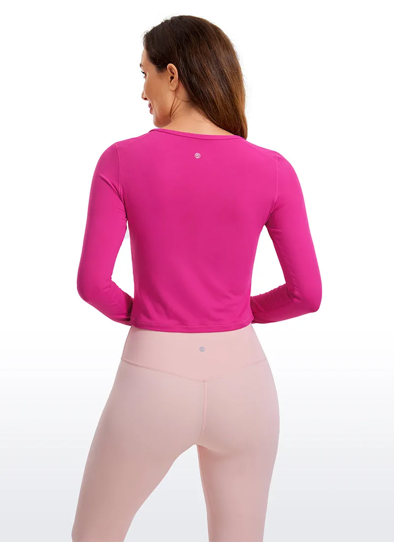 Brushed Long Sleeve with Thumbholes Cropped