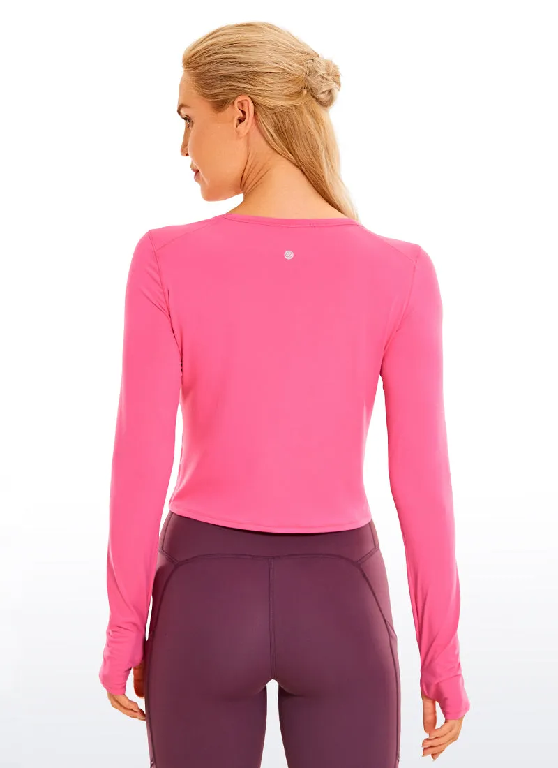 Brushed Long Sleeve with Thumbholes Cropped