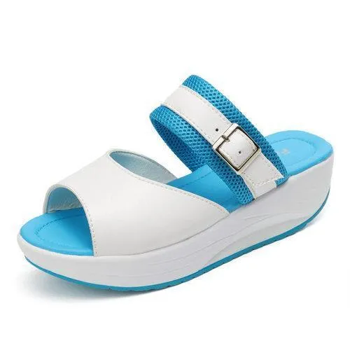 Buckle Fish Mouth Rocker Sole Shake Sandals