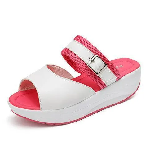 Buckle Fish Mouth Rocker Sole Shake Sandals