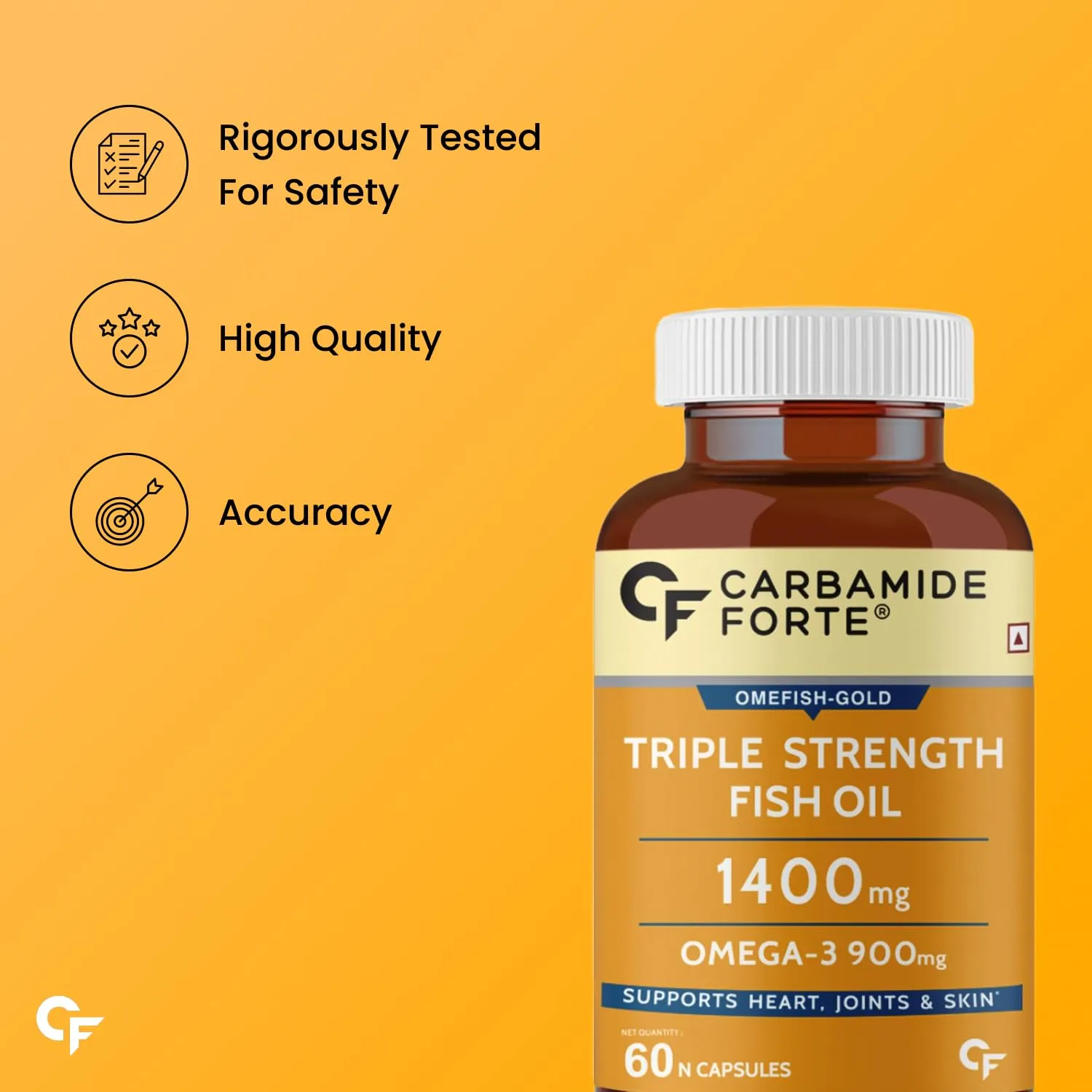 Carbamide Forte Triple Strength Fish Oil 1400mg with Omega 3 900mg for Men & Women - 60 Softgel Capsules