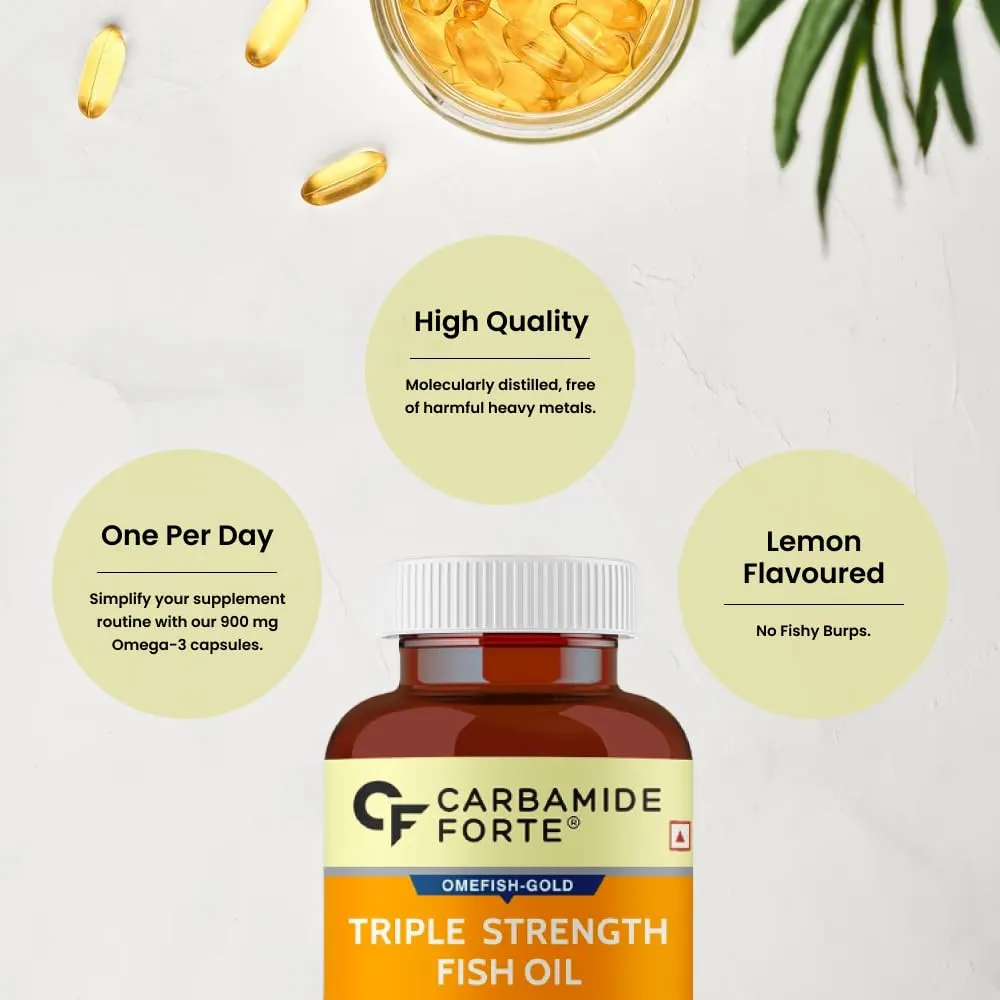 Carbamide Forte Triple Strength Fish Oil 1400mg with Omega 3 900mg for Men & Women - 60 Softgel Capsules