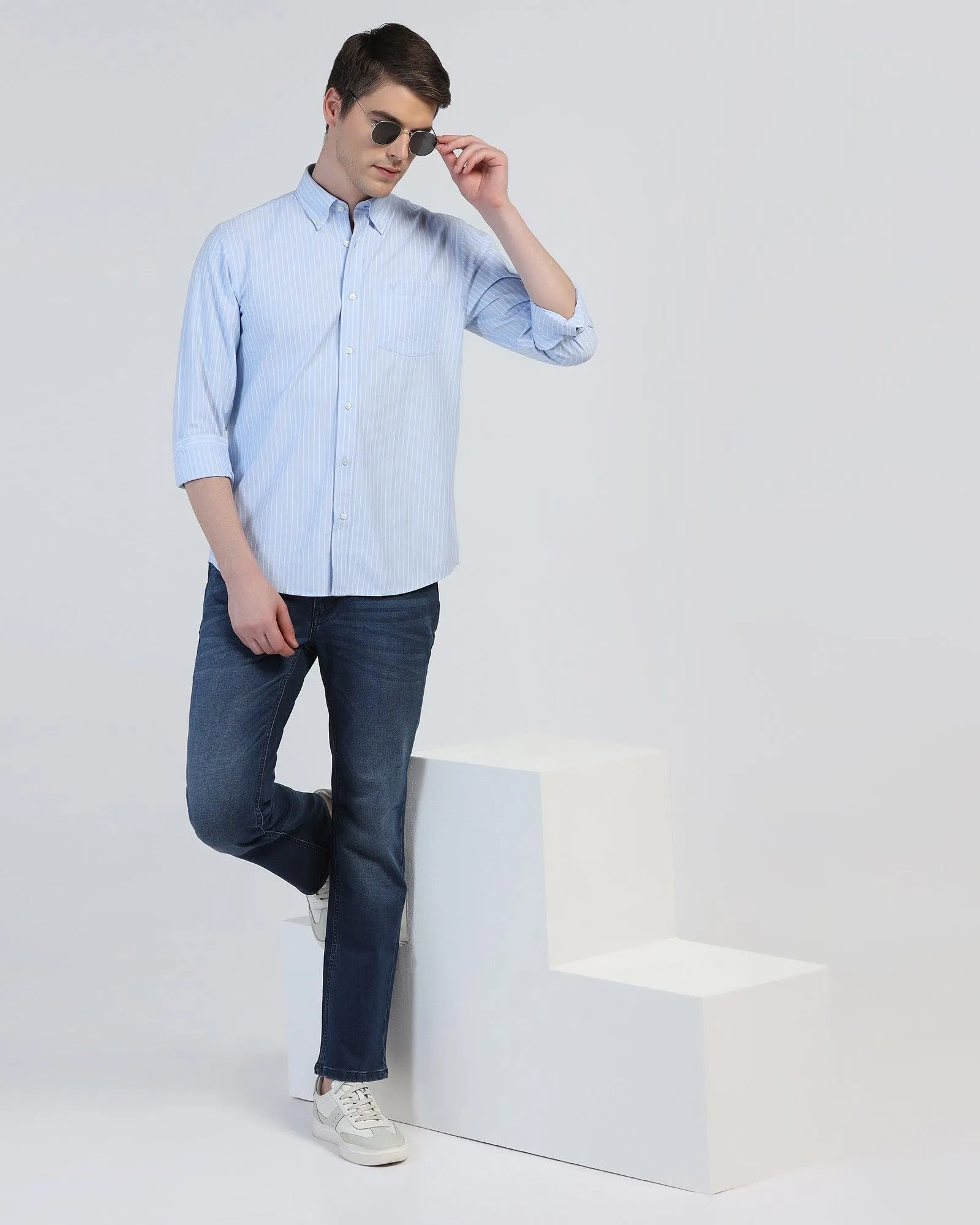 Casual Blue Stripe Shirt - Reda