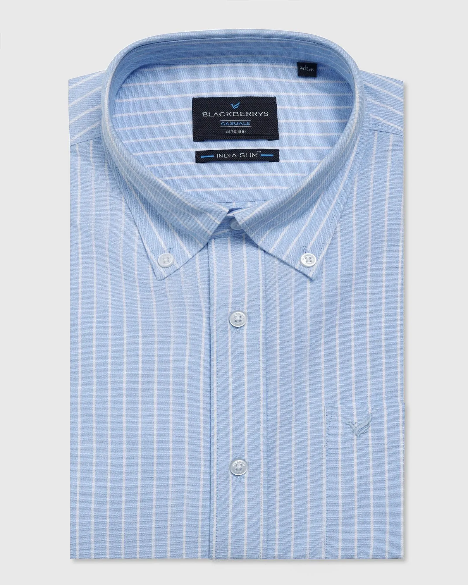 Casual Blue Stripe Shirt - Reda