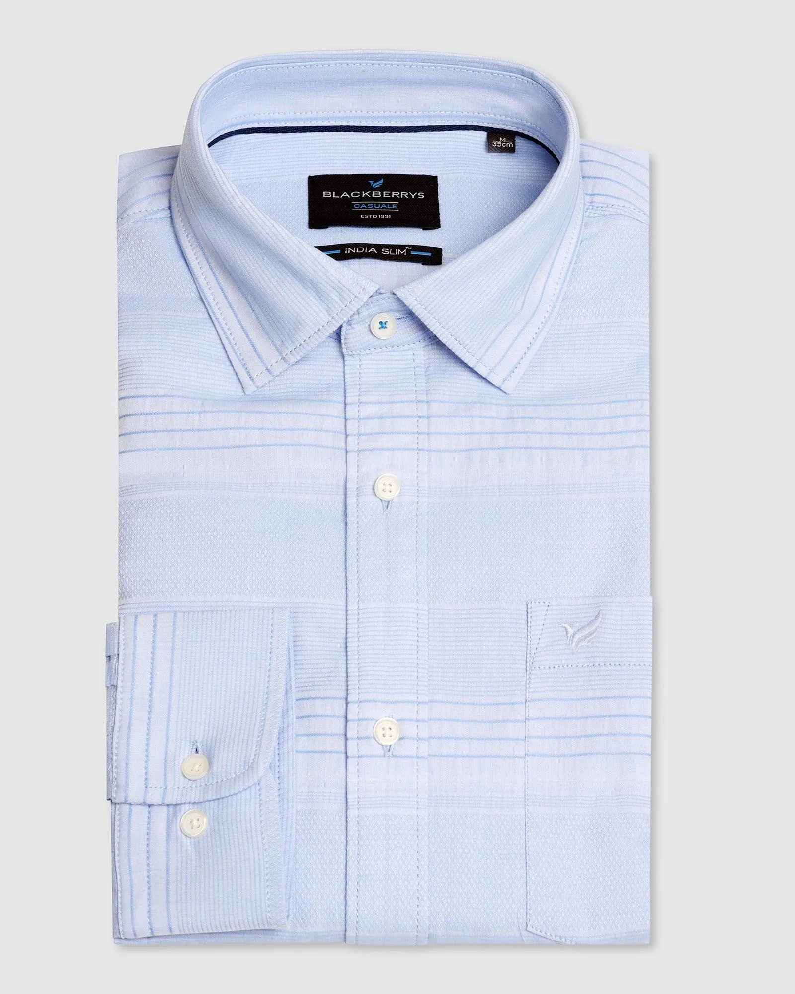 Casual Blue Textured Shirt - Newton